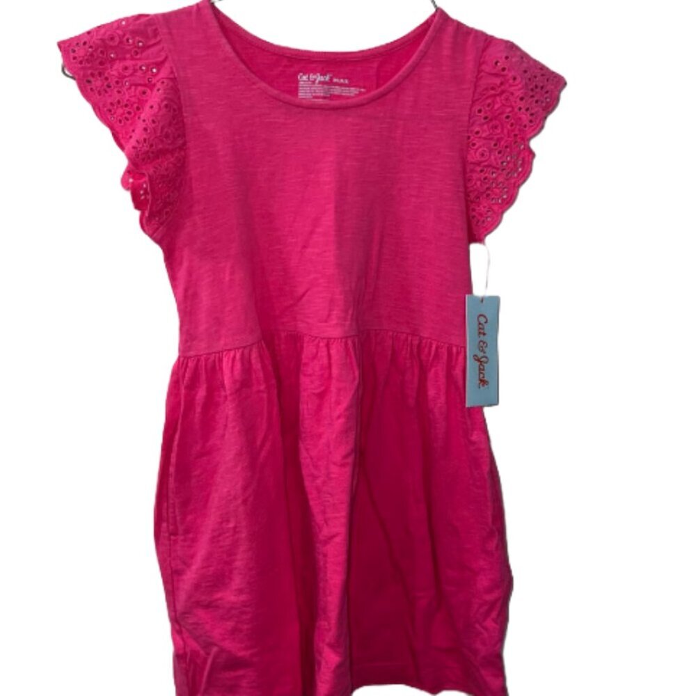 NWT Cat & Jack Girls Eyelet Sleeve Cotton Dress